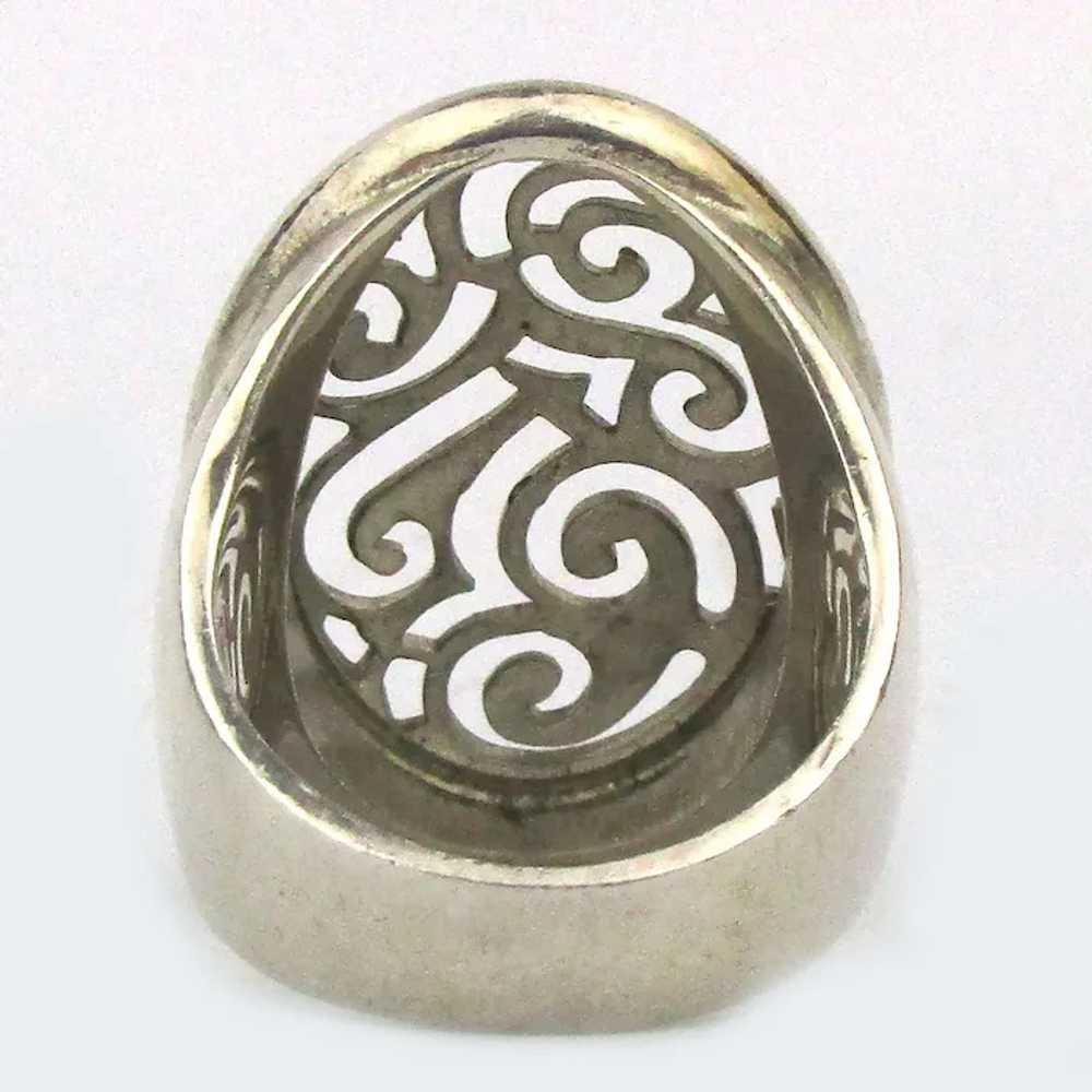 Modernist Sterling Silver Ring Cut-Out Maze Top -… - image 7