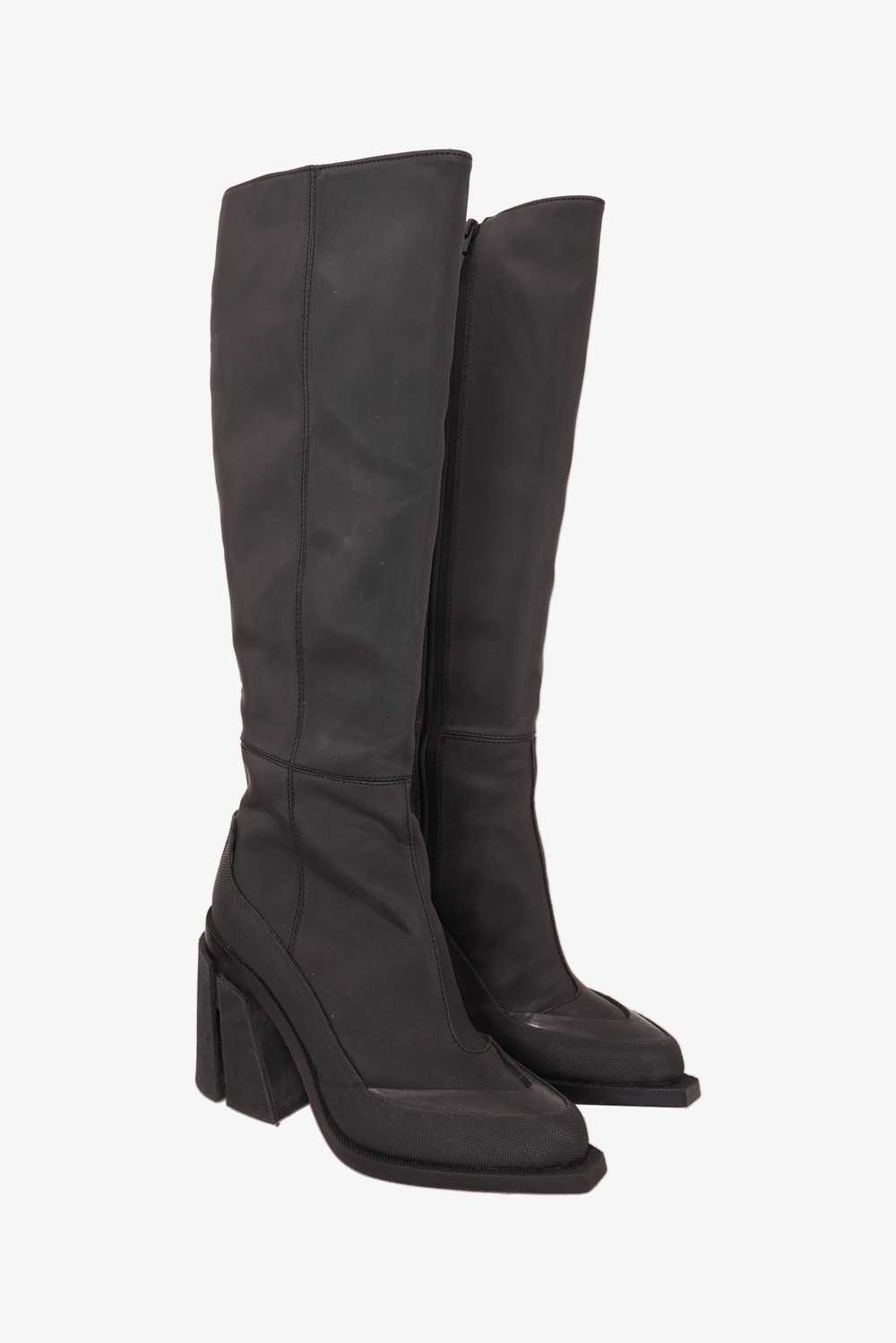 Both Black Rubber Pointed Toe Knee High Boot Size… - image 2