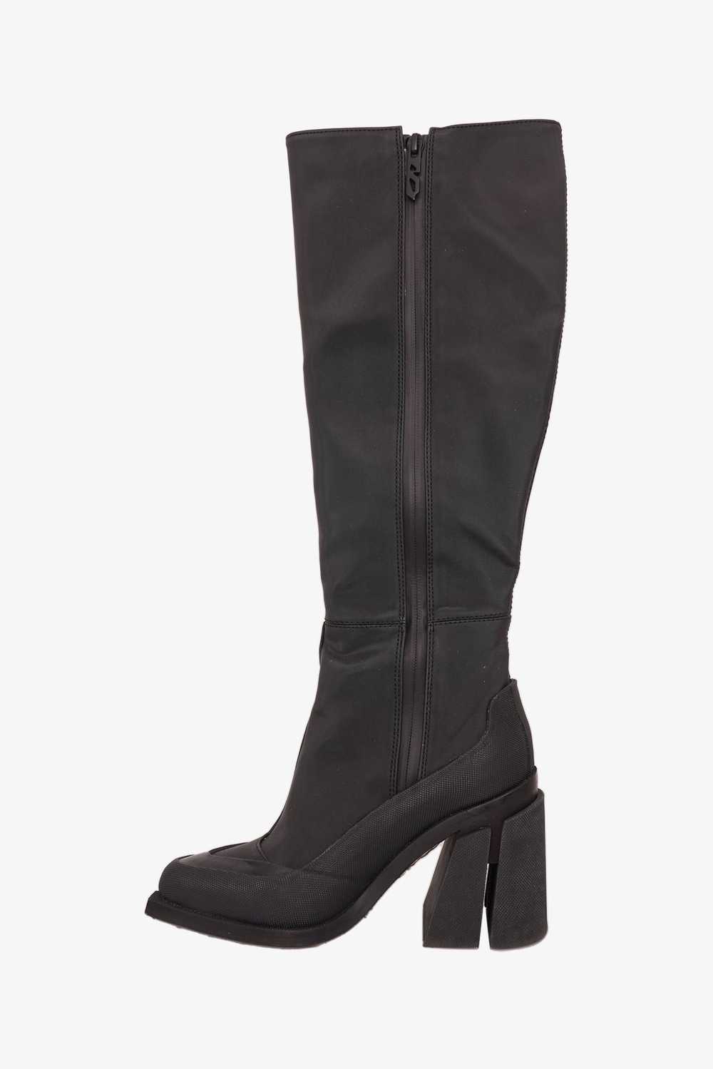 Both Black Rubber Pointed Toe Knee High Boot Size… - image 3