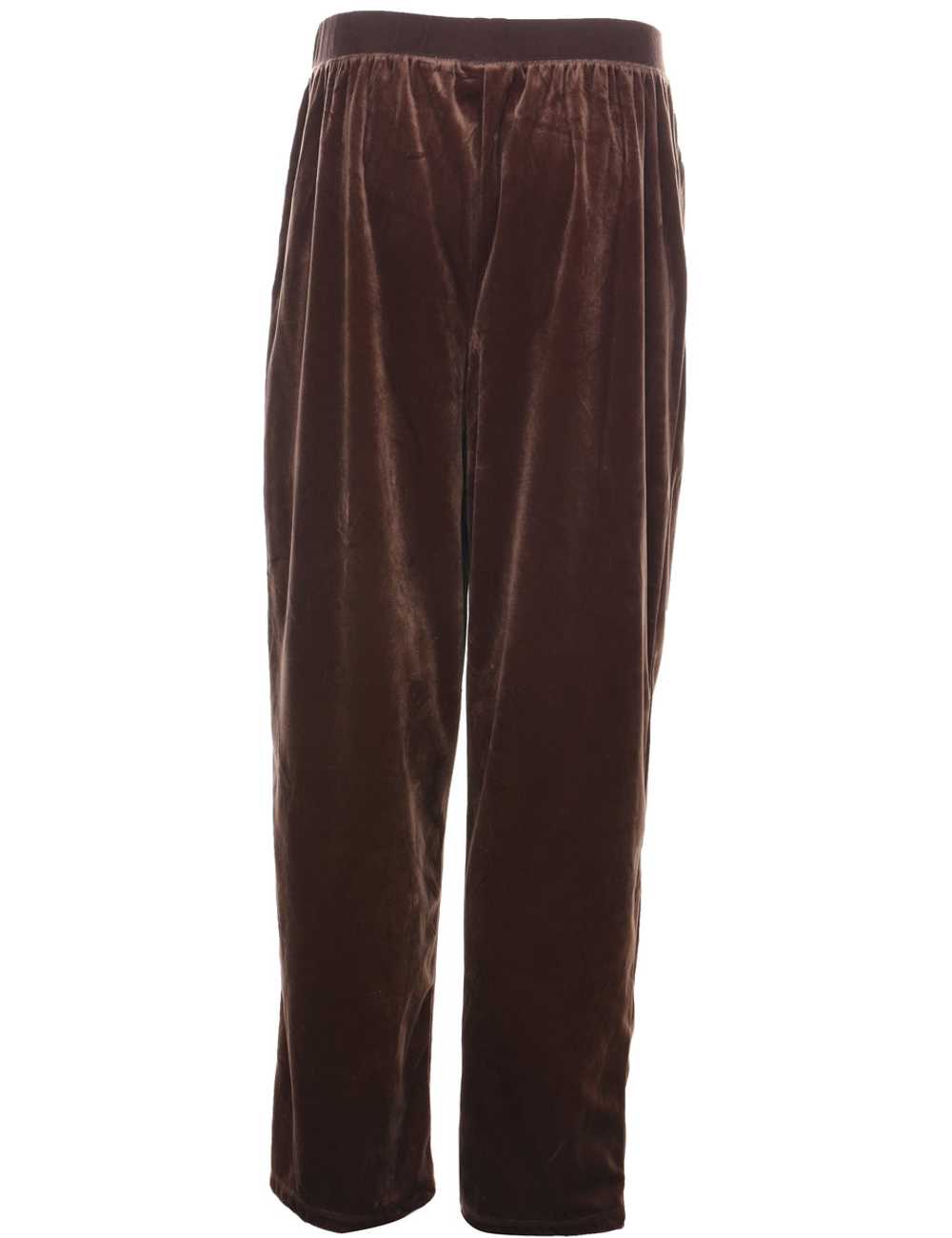 Velvet Fabric Brown Tracksuit Bottoms - W31 L29 - image 2