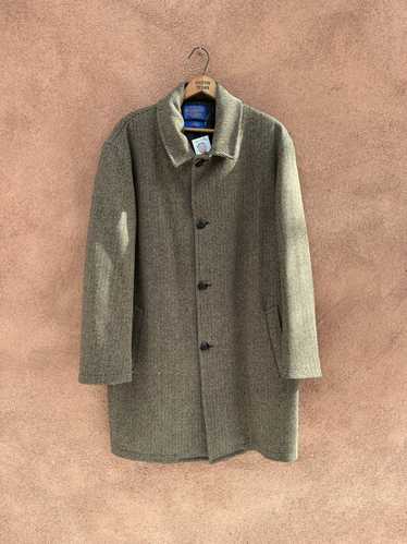 Gray & Black Herringbone Pendleton Car Coat - 100%