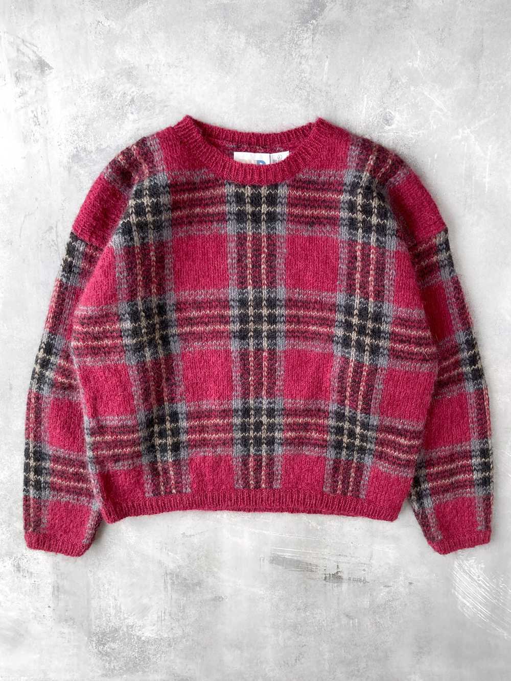 Magenta Plaid Mohair Sweater 90's - Large - image 1