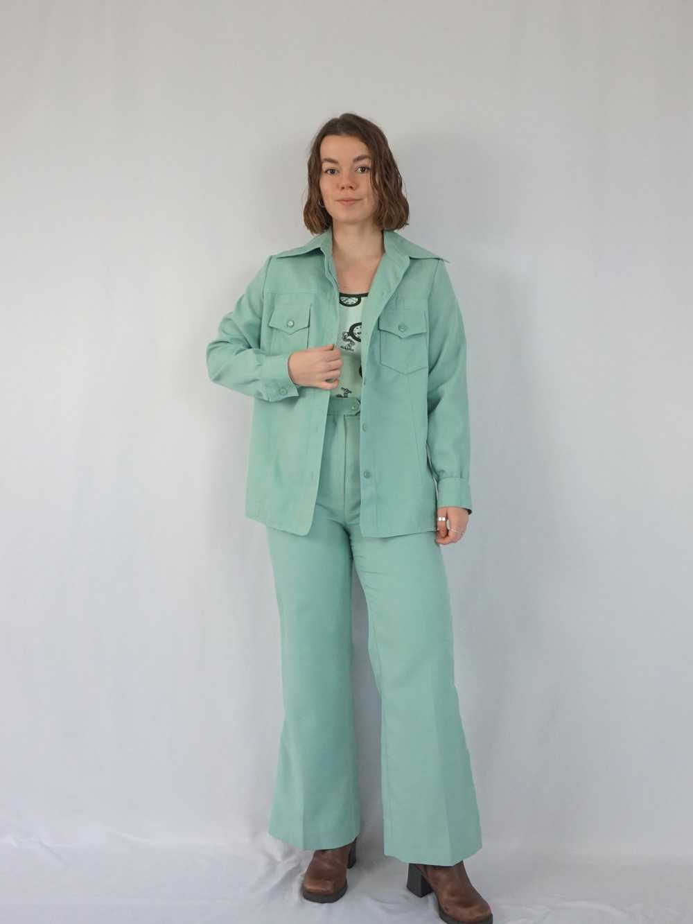 Pistachio Coloured Flared Suit - S - image 1