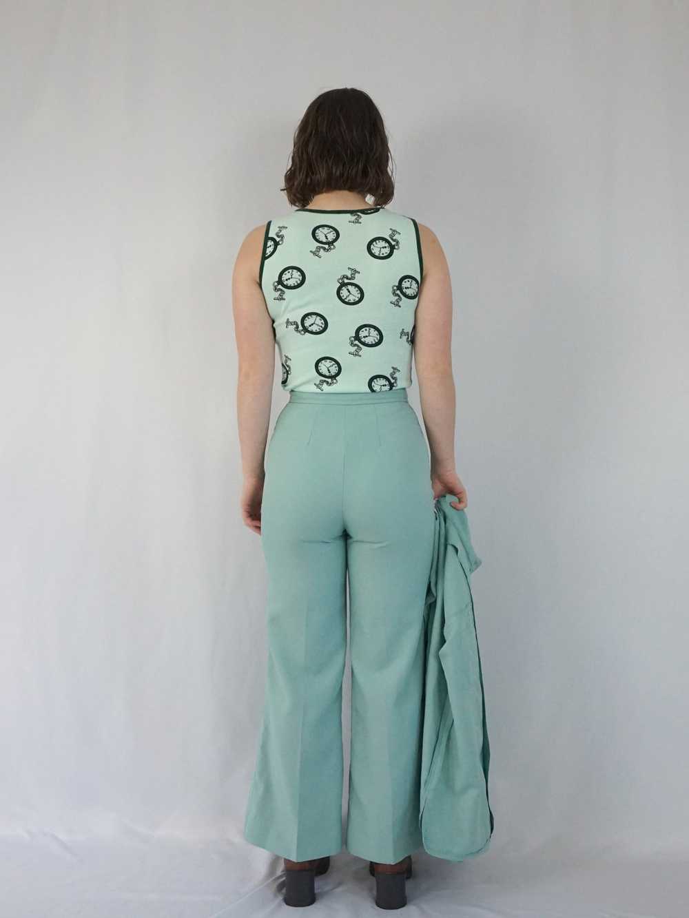 Pistachio Coloured Flared Suit - S - image 4