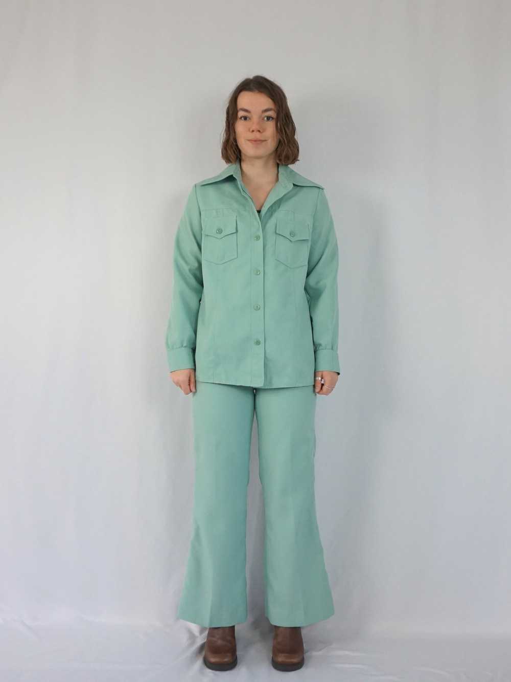 Pistachio Coloured Flared Suit - S - image 6