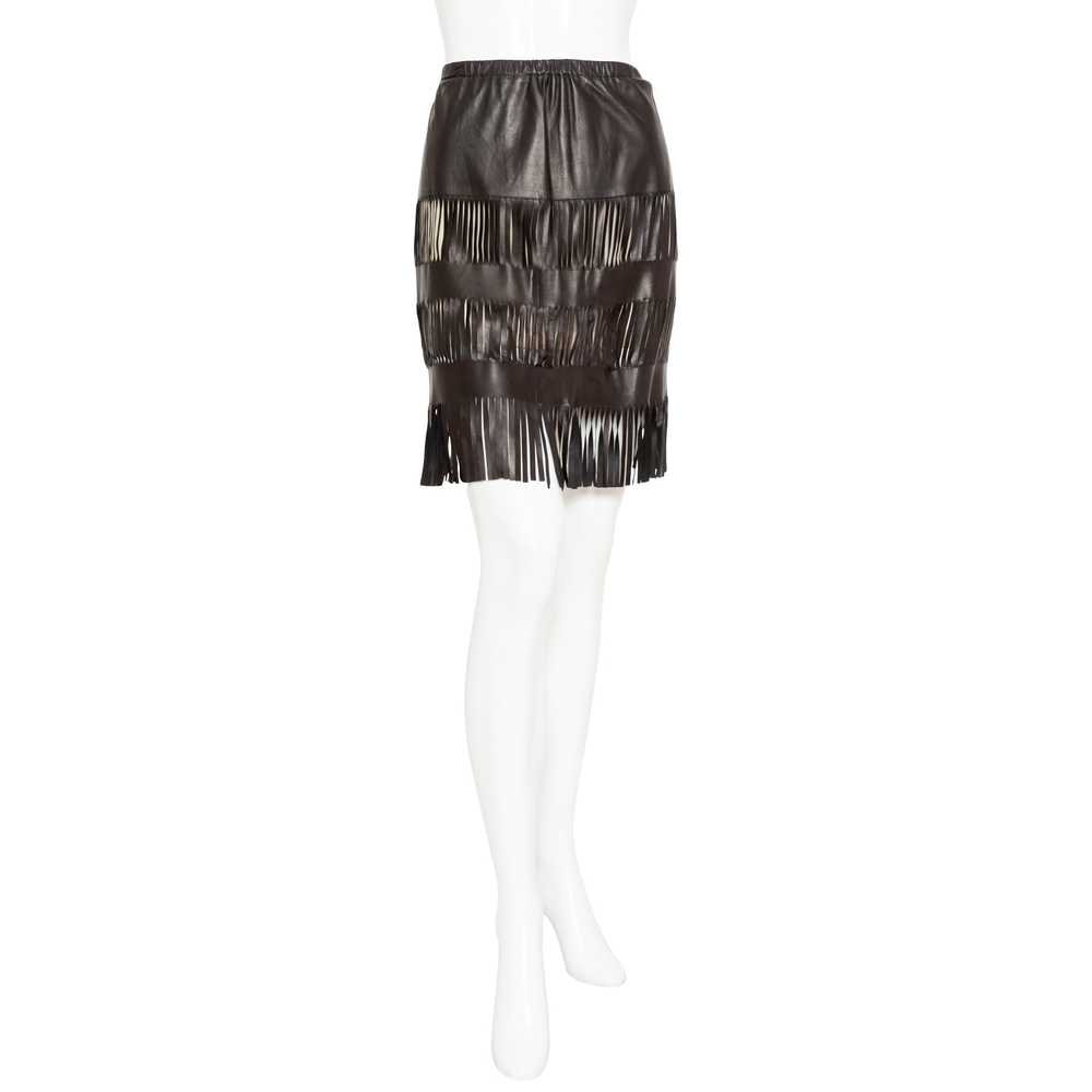 1999 Black Lambskin Fringed Skirt - image 1