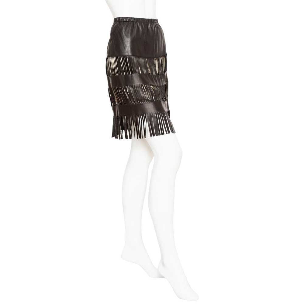 1999 Black Lambskin Fringed Skirt - image 4