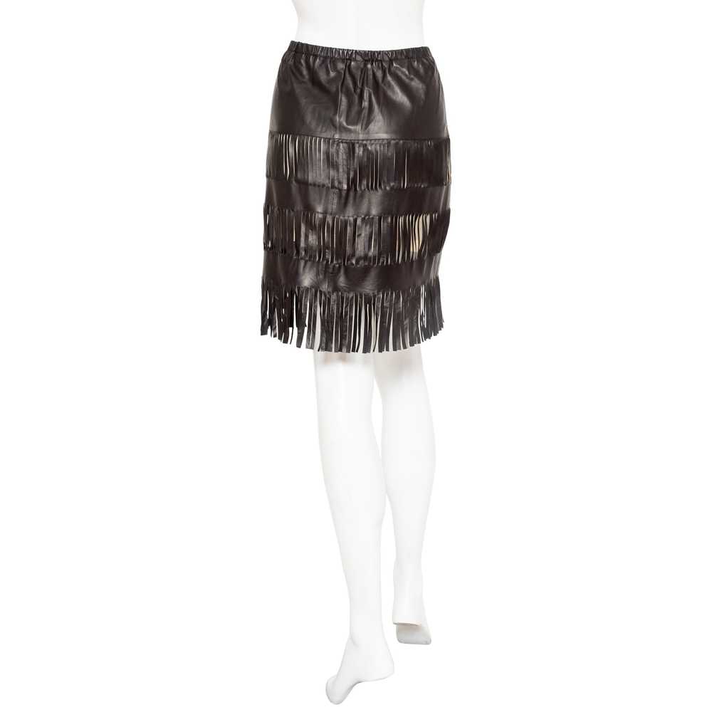 1999 Black Lambskin Fringed Skirt - image 5