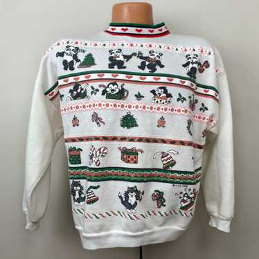 1990s Christmas Sweatshirt, Size S/M, Cute Animals