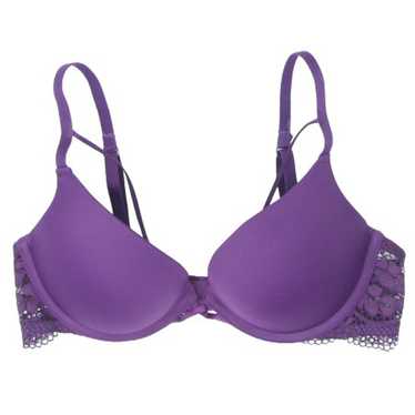 La Senza Hello Sugar 32B Purple Lace Plunge Push-up Padded Underwire Bra