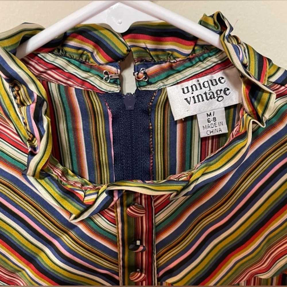 NWOT rainbow striped dress by Unique Vintage - image 4