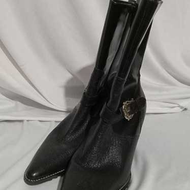 Unisa Ladies Black Patent Leather High Heel Boots 