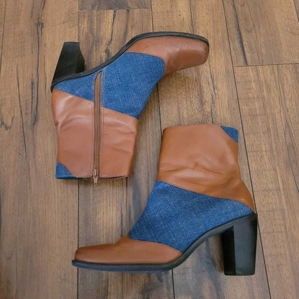 Vintage - Y2K does 70's Leather and Denim Ankle B… - image 6