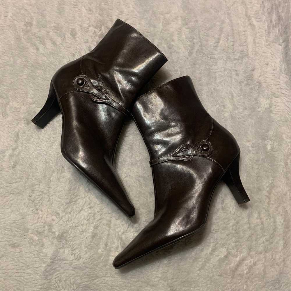 Michelle D Brown leather Pointed Toe Ankle Boots … - image 11