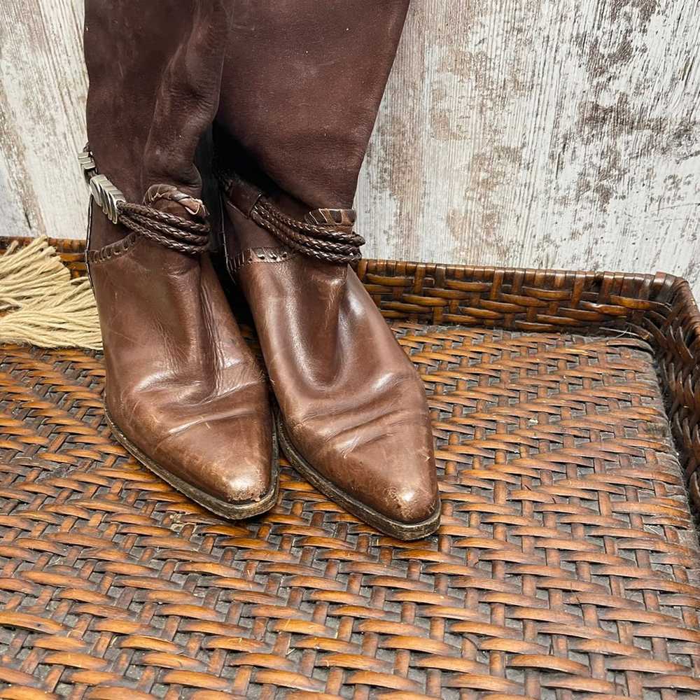 Vintage Via Spiga Brown Wester Leather Boots Size… - image 2