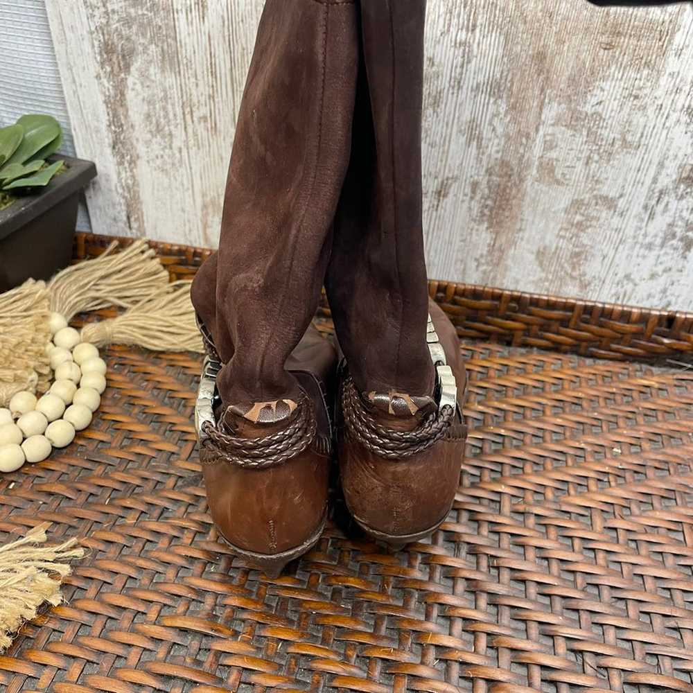 Vintage Via Spiga Brown Wester Leather Boots Size… - image 3