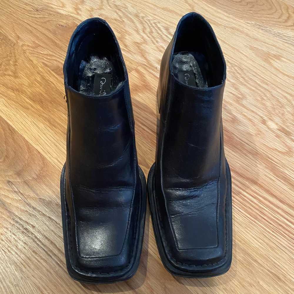 Vintage 90’s Y2k block heel square toe leather bo… - image 3