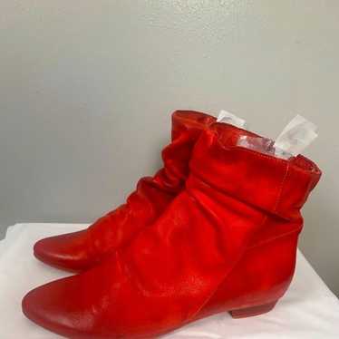 VTG FELMINI RED LEATHER BOOTIE ANKLE BOOTS SIZE 6.