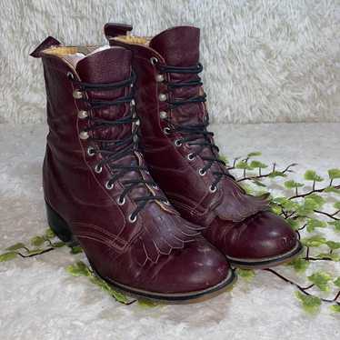 Woman-Laredo Leather Kiltie Logger Boots burgundy