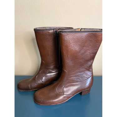 Vintage Brown Leather Lined Boots 8 - image 1