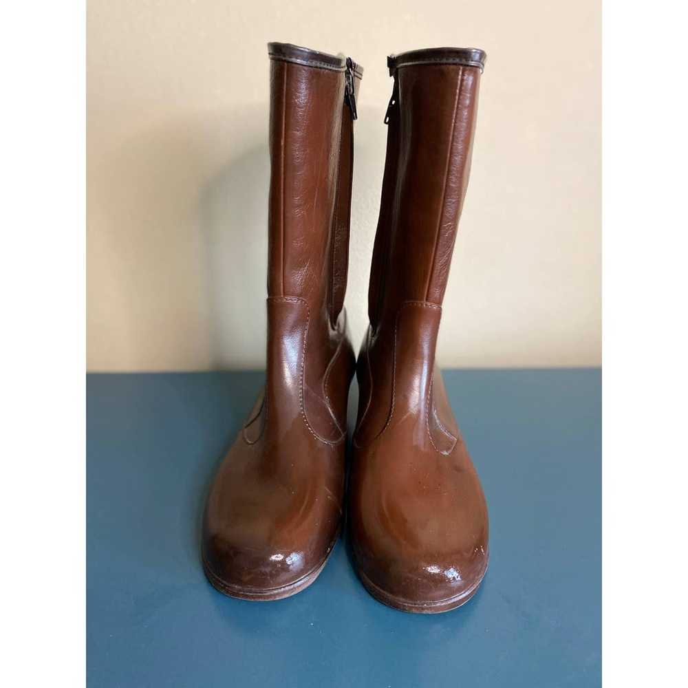 Vintage Brown Leather Lined Boots 8 - image 2