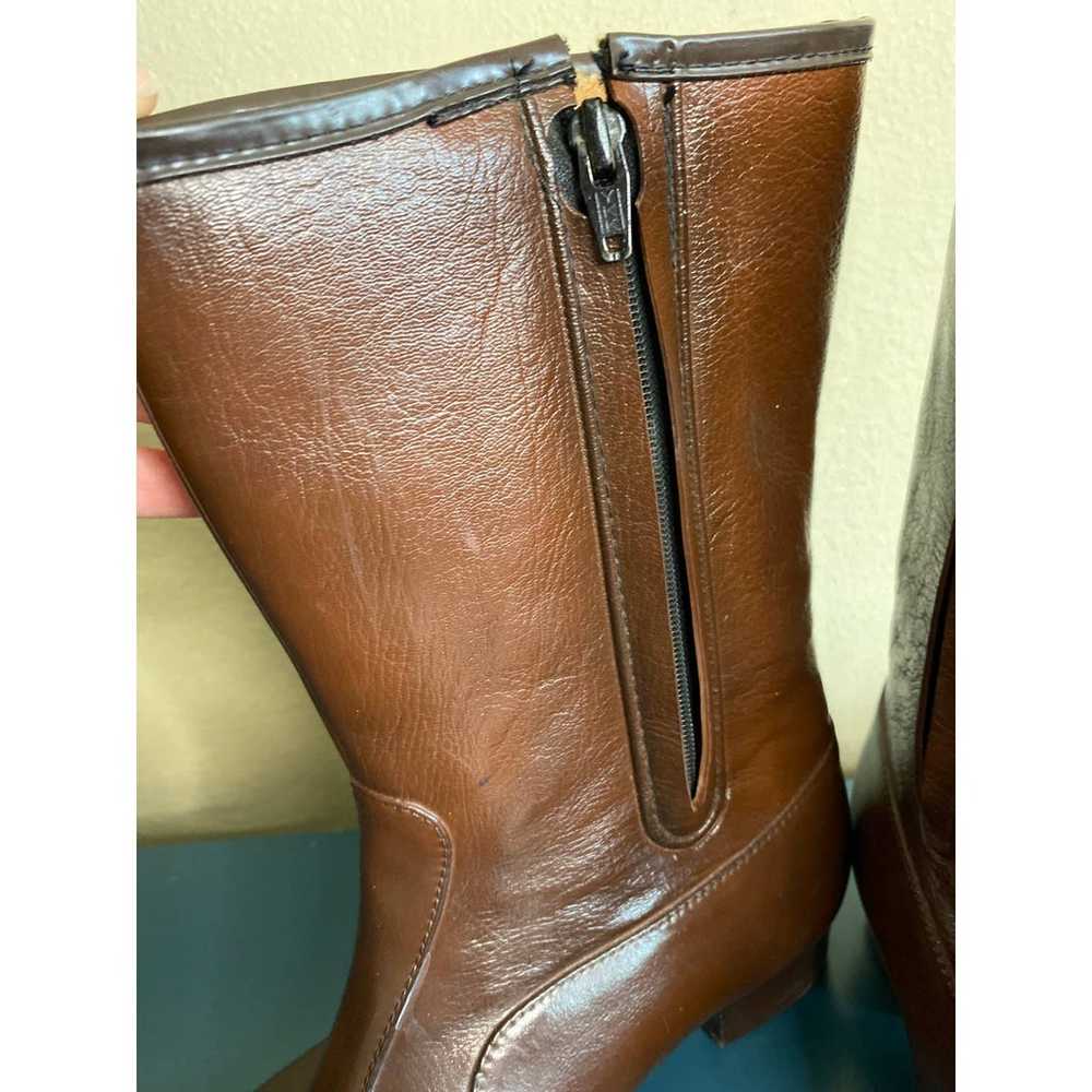 Vintage Brown Leather Lined Boots 8 - image 5