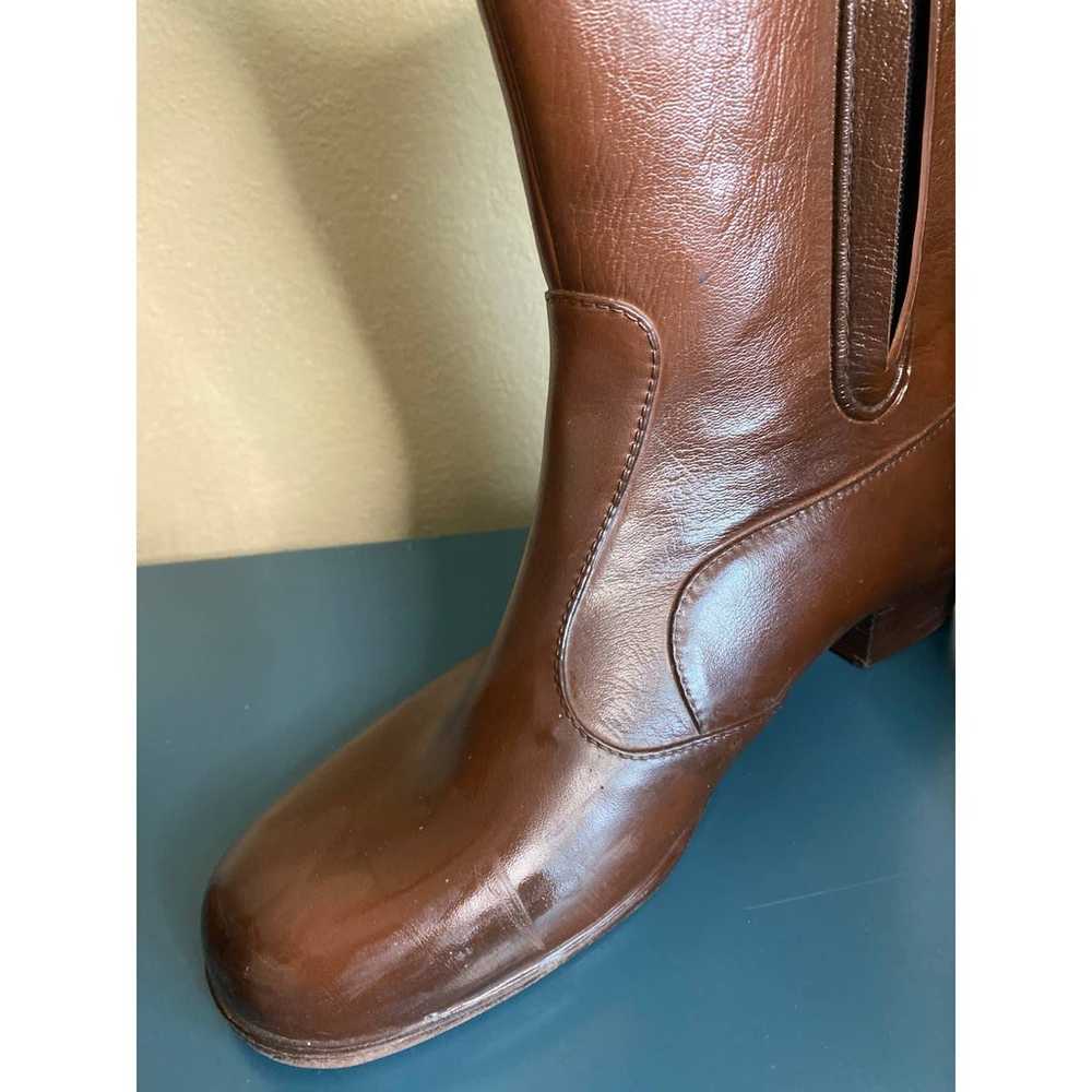 Vintage Brown Leather Lined Boots 8 - image 6