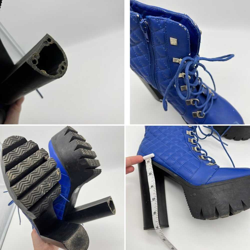 Vintage Blue Chunky Platform Heeled Booties - image 4