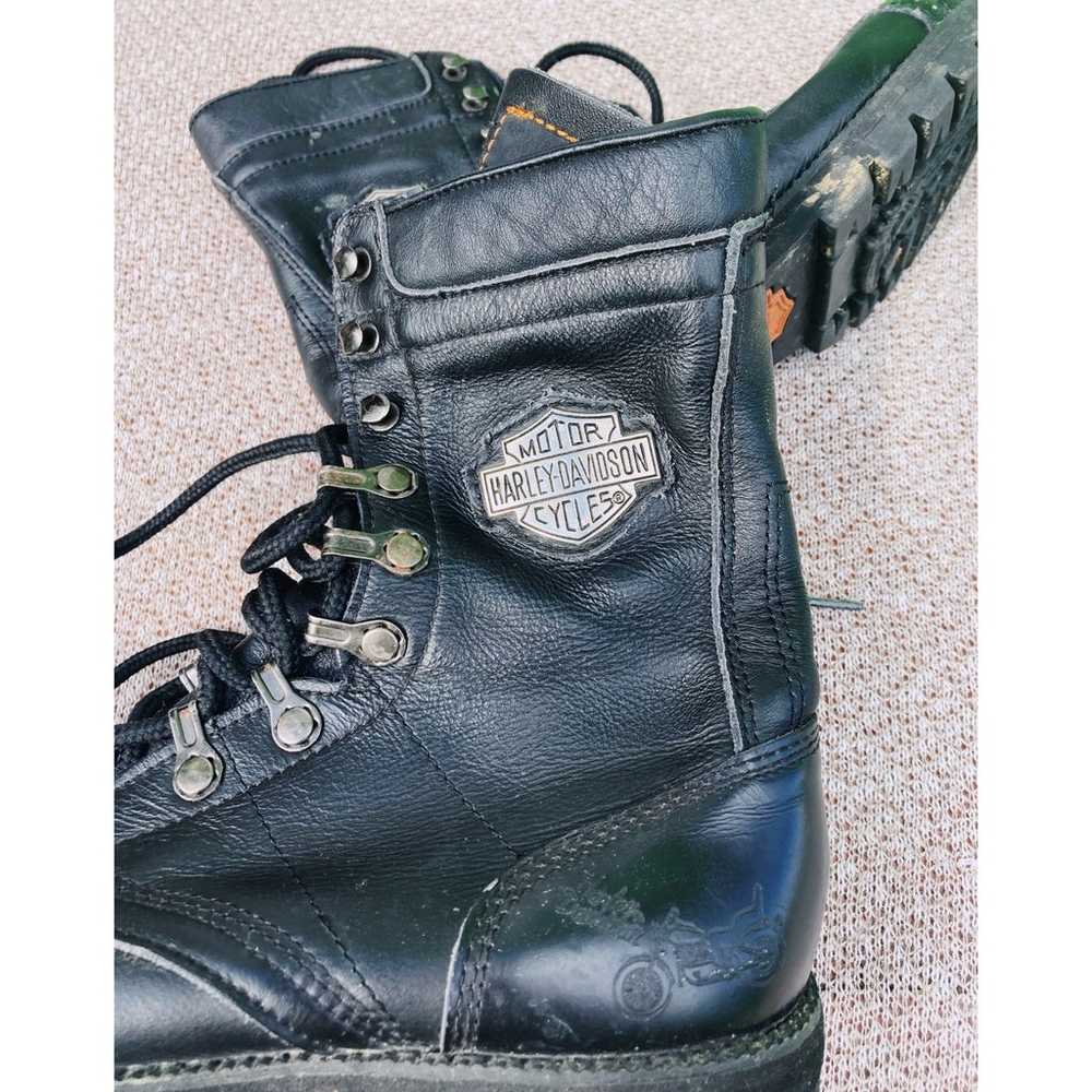 Vintage Harley Davidson Leather Moto Boots - image 4