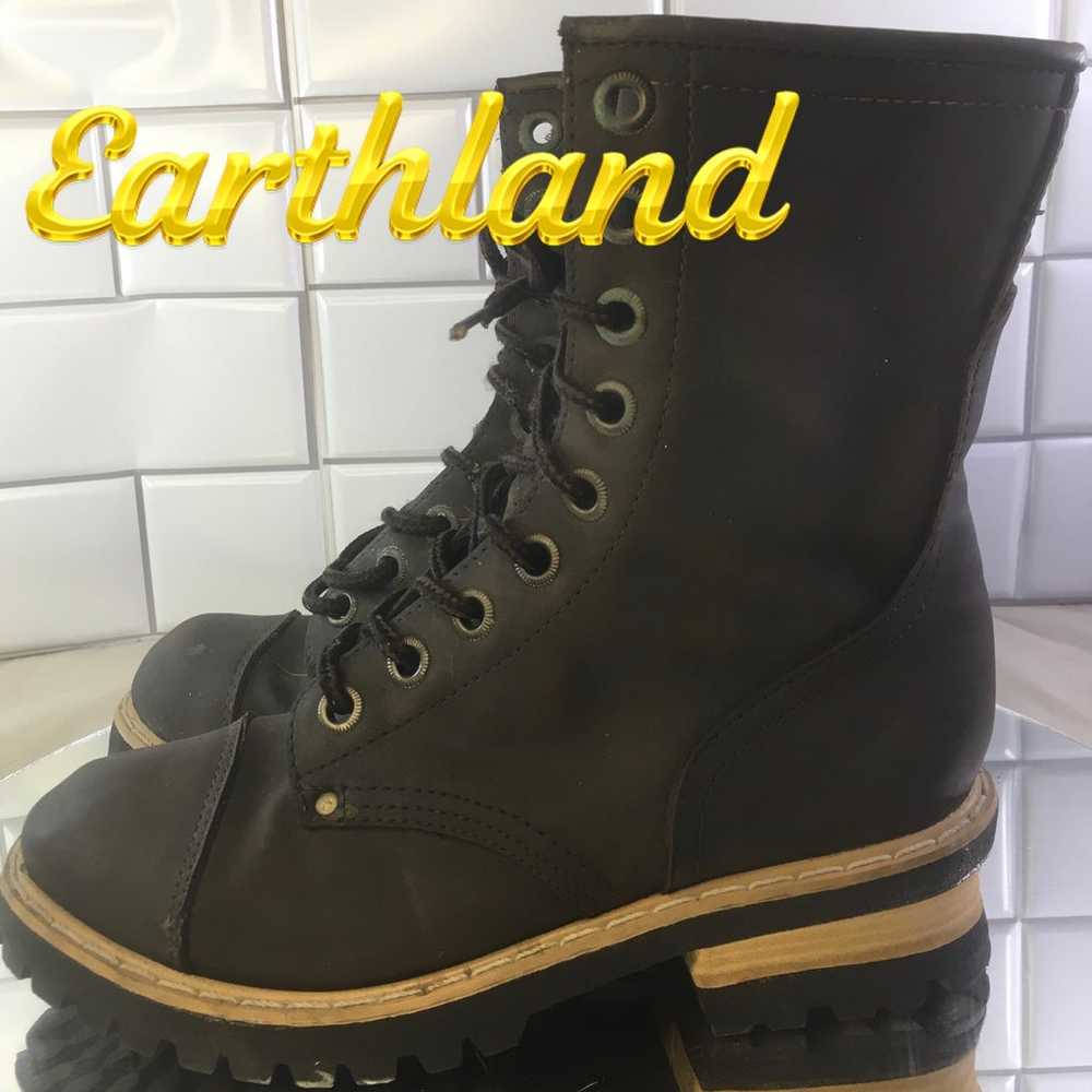 Earthland VERY Vintage 1992? Brown Leather Boots … - image 1