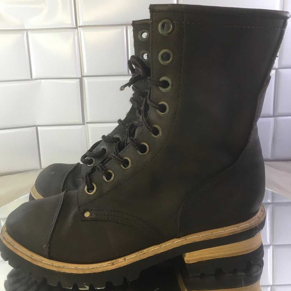 Earthland VERY Vintage 1992? Brown Leather Boots … - image 2