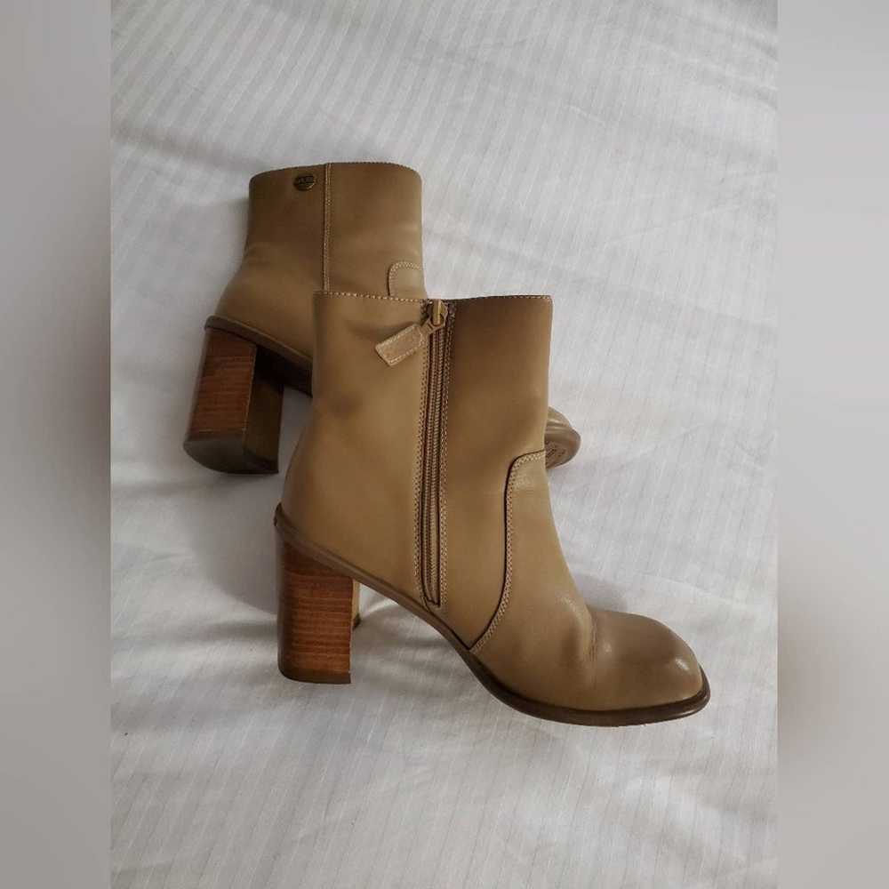 Vintage Y2K 90's Tommy Hilfiger Tan Chunky Heel L… - image 2