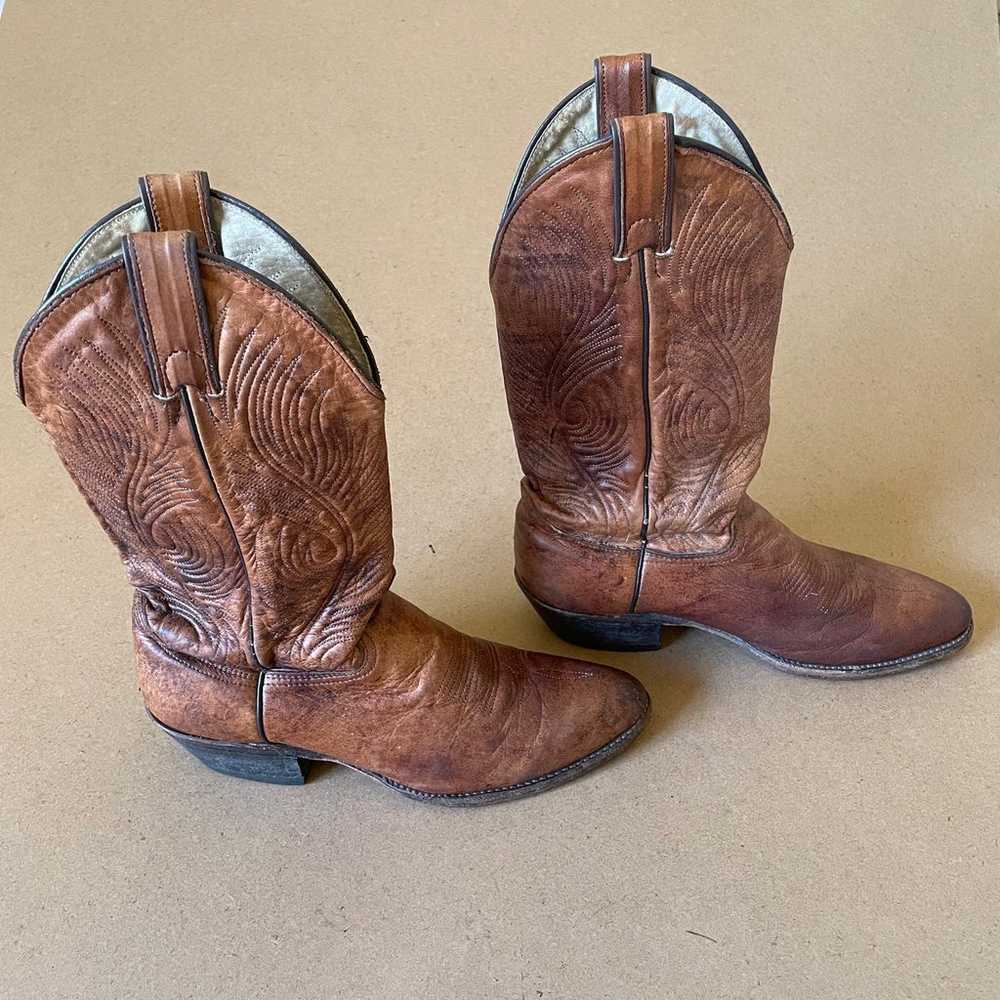 Vintage Abilene Brown Leather Cowboy Boots - image 2