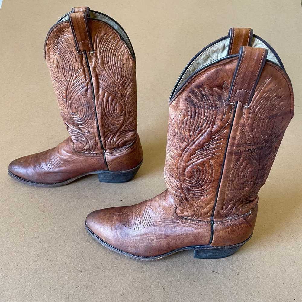 Vintage Abilene Brown Leather Cowboy Boots - image 4