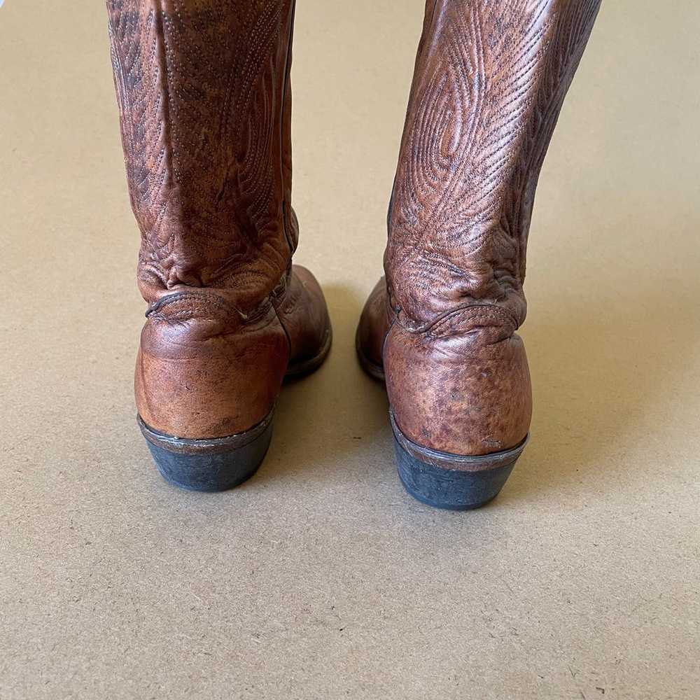 Vintage Abilene Brown Leather Cowboy Boots - image 8