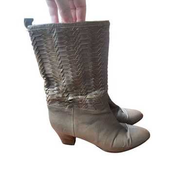 Frye Vintage leather Taupe Woven Weave Boots - image 1