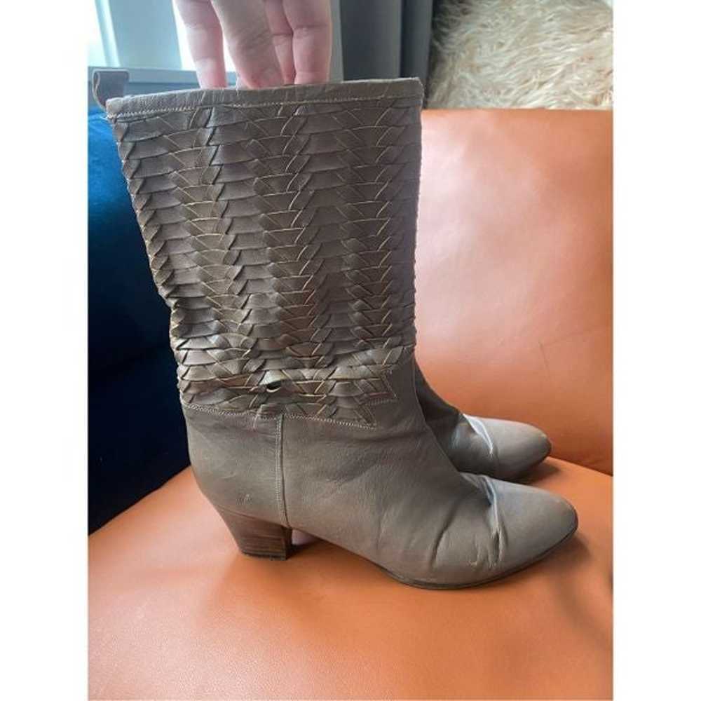 Frye Vintage leather Taupe Woven Weave Boots - image 2