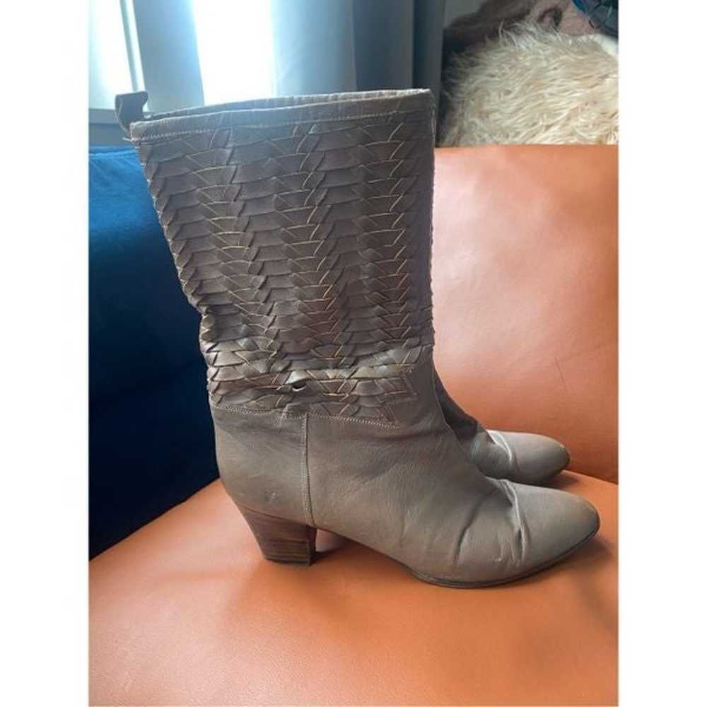 Frye Vintage leather Taupe Woven Weave Boots - image 3