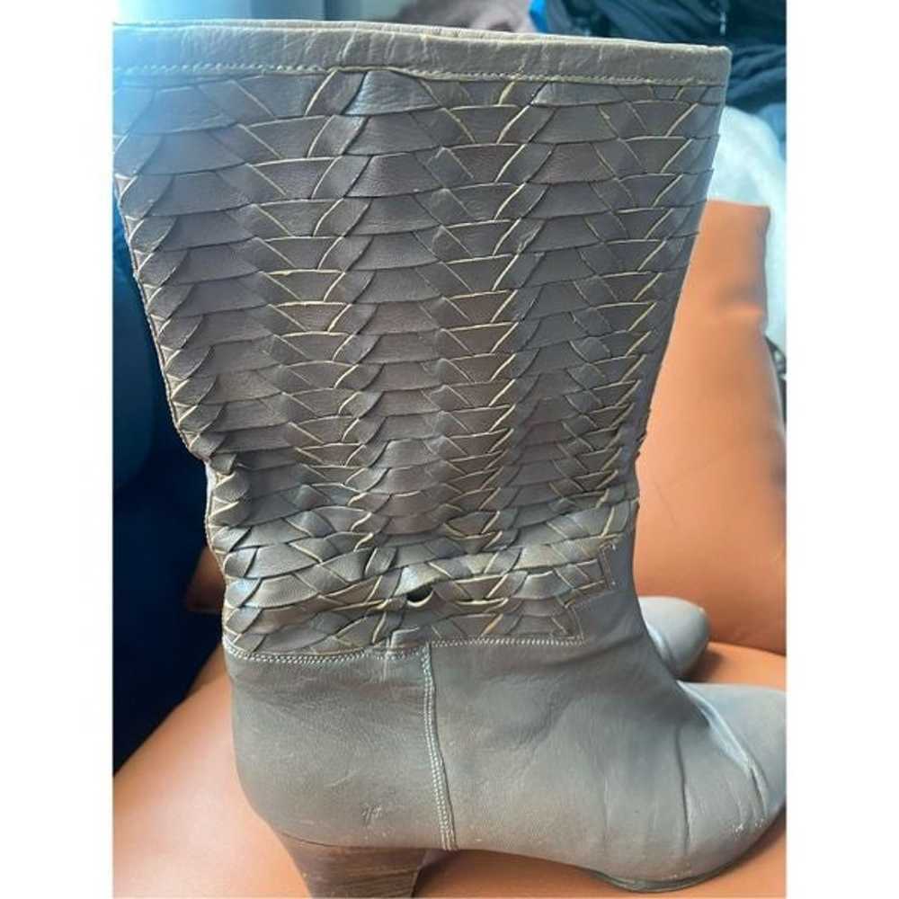 Frye Vintage leather Taupe Woven Weave Boots - image 4