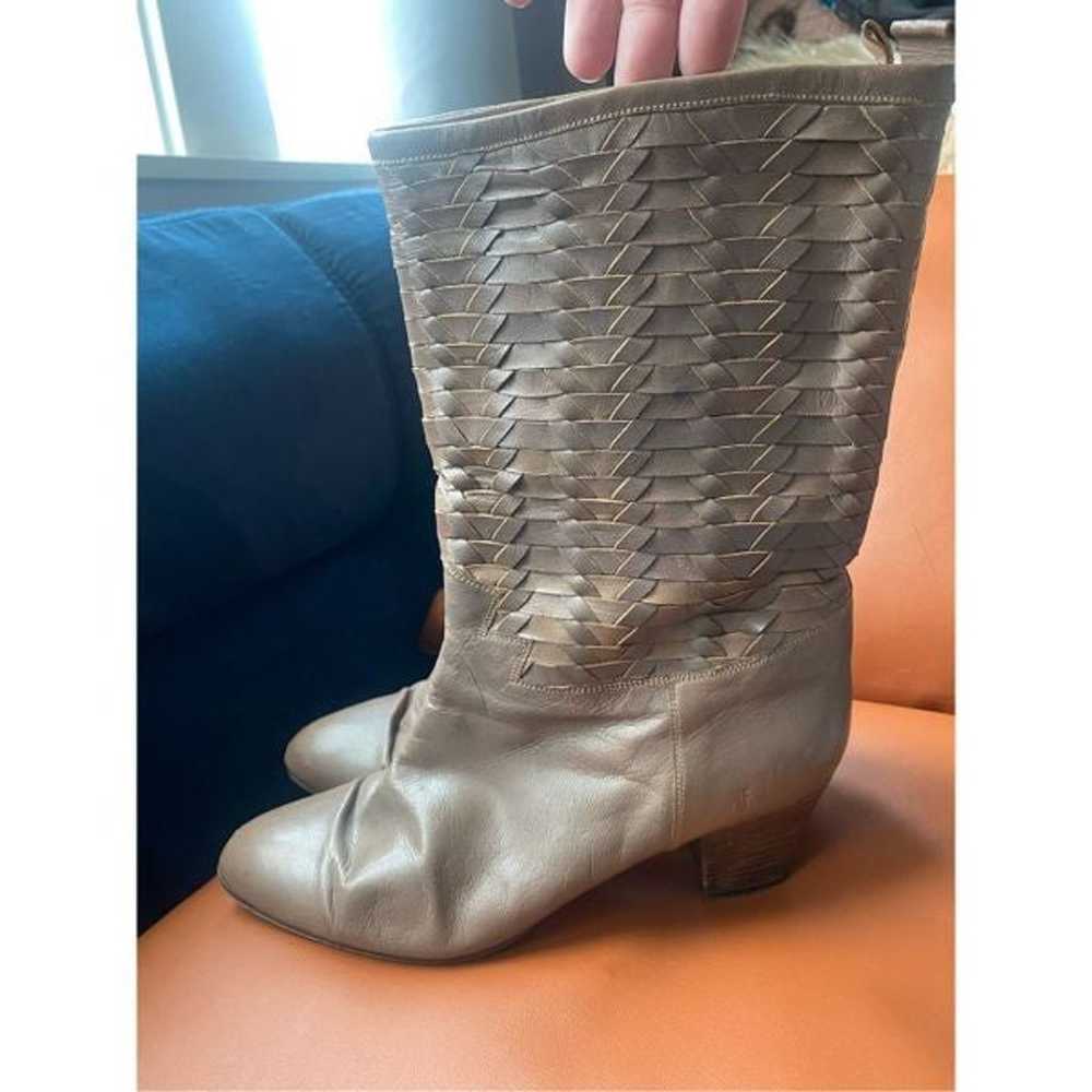 Frye Vintage leather Taupe Woven Weave Boots - image 9