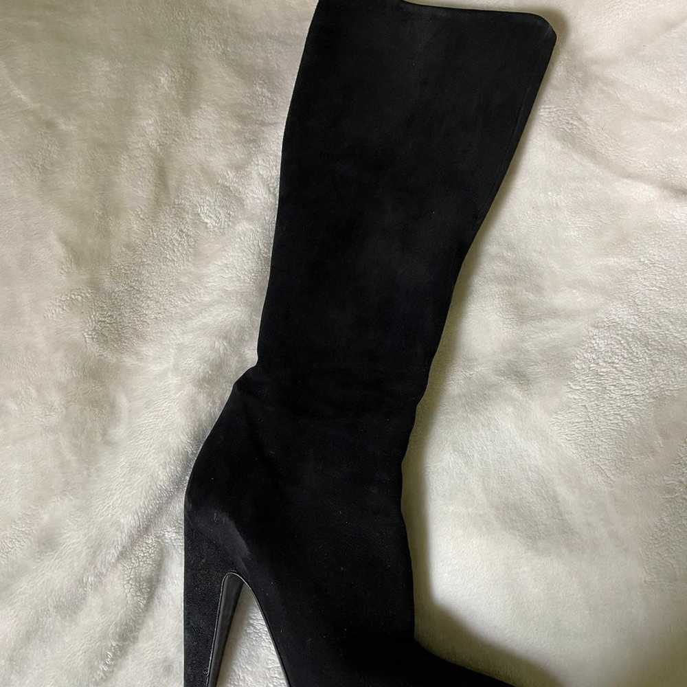 Prada black knee high boots suede - image 2