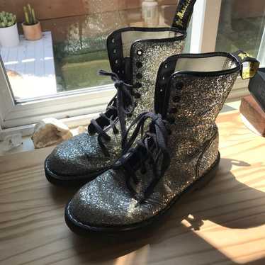 Vintage Silver Glitter Doc Martens