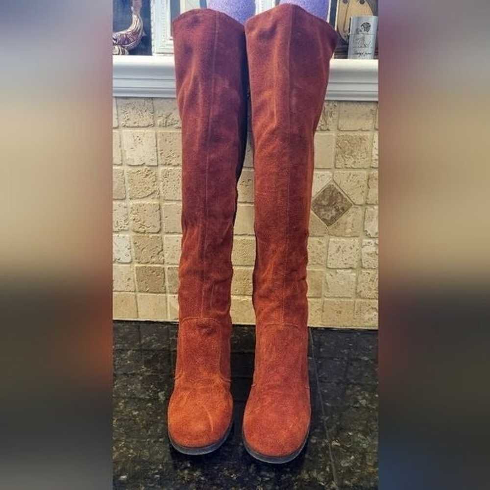 Vintage 1970s Tall Burnt Orange Suede Heeled Boot… - image 2