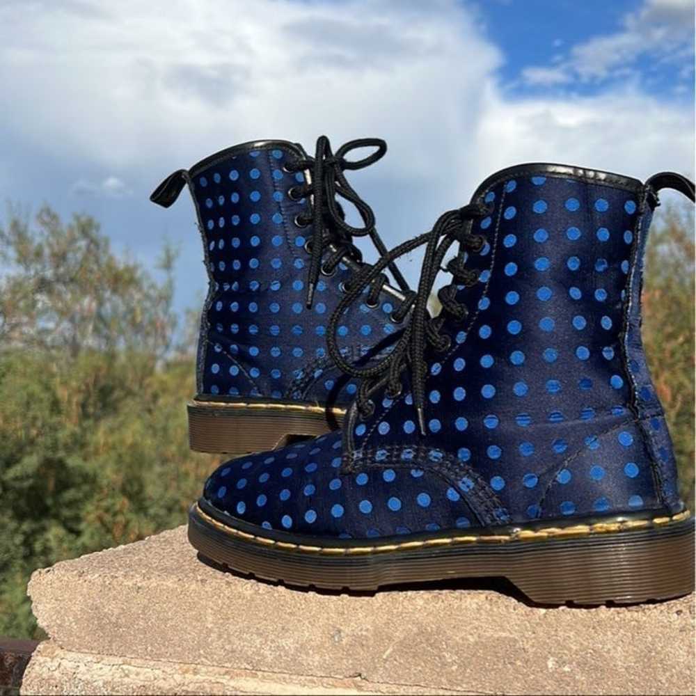 Dr. Martens England Blue Polka Dot Boots UK 5 - image 10