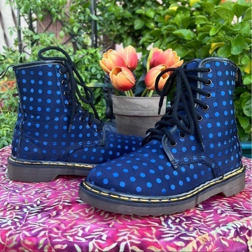 Dr. Martens England Blue Polka Dot Boots UK 5 - image 2