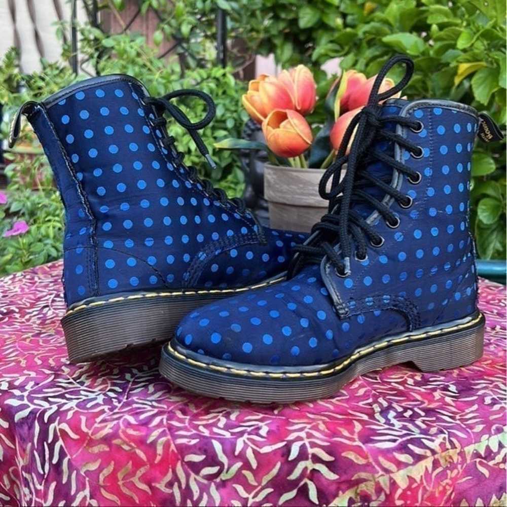 Dr. Martens England Blue Polka Dot Boots UK 5 - image 7