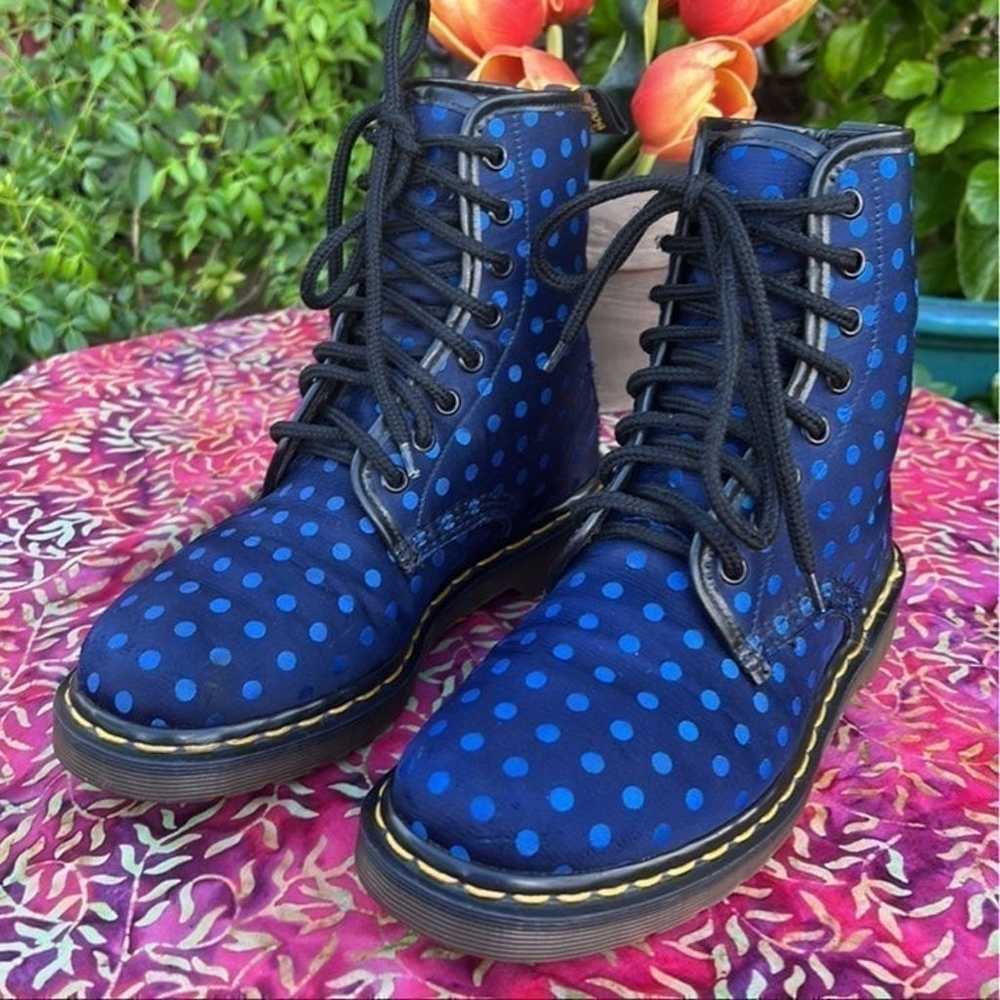 Dr. Martens England Blue Polka Dot Boots UK 5 - image 8