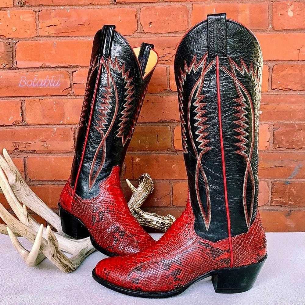 PANHANDLE SLIM Vintage Red Snakeskin Python Black… - image 12