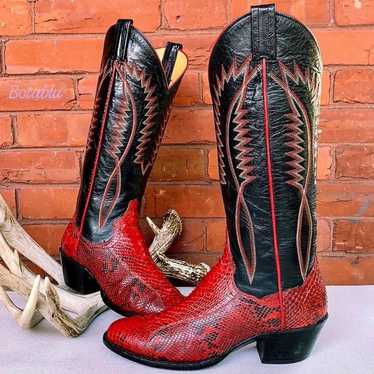 PANHANDLE SLIM Vintage Red Snakeskin Python Black… - image 1