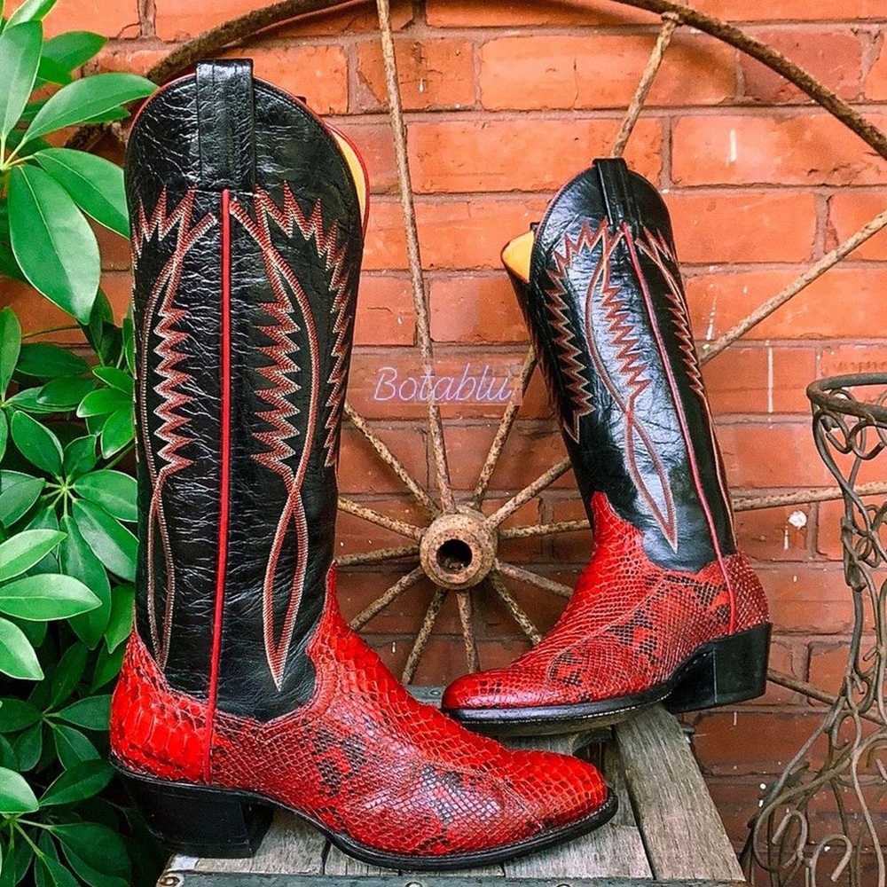 PANHANDLE SLIM Vintage Red Snakeskin Python Black… - image 2